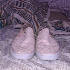 Pink and White Slip on Vans